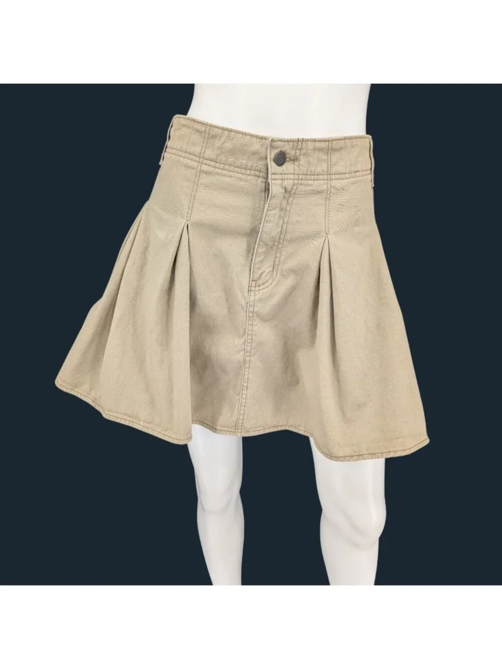 Old Navy Mini Pleated Skirt Classic Khaki Preppy Academia Pocket Heritage Xlarge